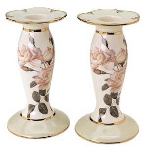 The Smithsonian Collection White Rose Candlestick - Small