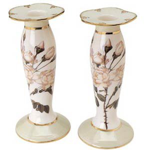 The Smithsonian Collection White Rose Candlestick - Large