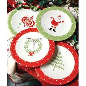 Manual Woodworkers & Weavers Retro Holiday Ceramic Plates