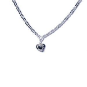 Mischa Sterling Silver Large Chain with Heart Necklace