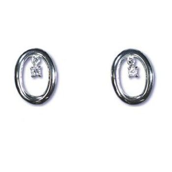 Mischa Sterling Silver Oval Drop CZ Earrings