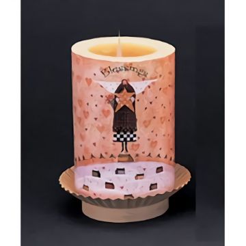 Crazy Mountain Paper Wrapped Electric Candle with Metal Holder