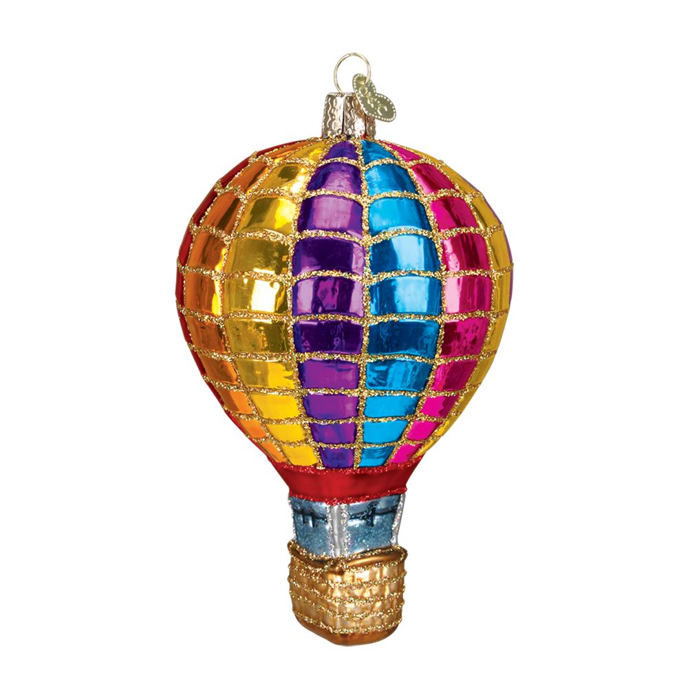 Hot Air Balloon Ornament Purple, Blue, Red and Yellow Stripes