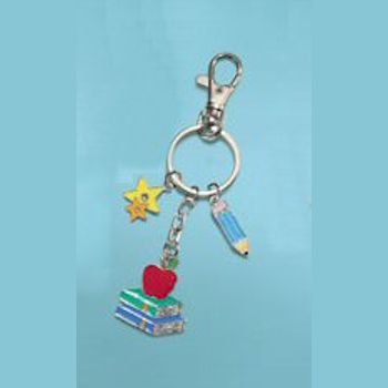 Russ Berrie Keychain with Books, Pencil, and Star
