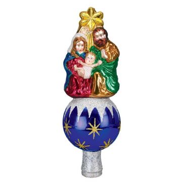 Old World Christmas Holy Family Nativity Glass Tree Topper