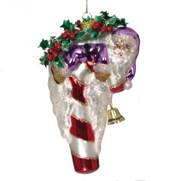 Scottish Christmas Candycane Keeper with Purple Coat Ornament