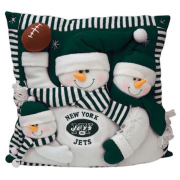 Scottish Christmas New York Jets Snowman Family Pillow
