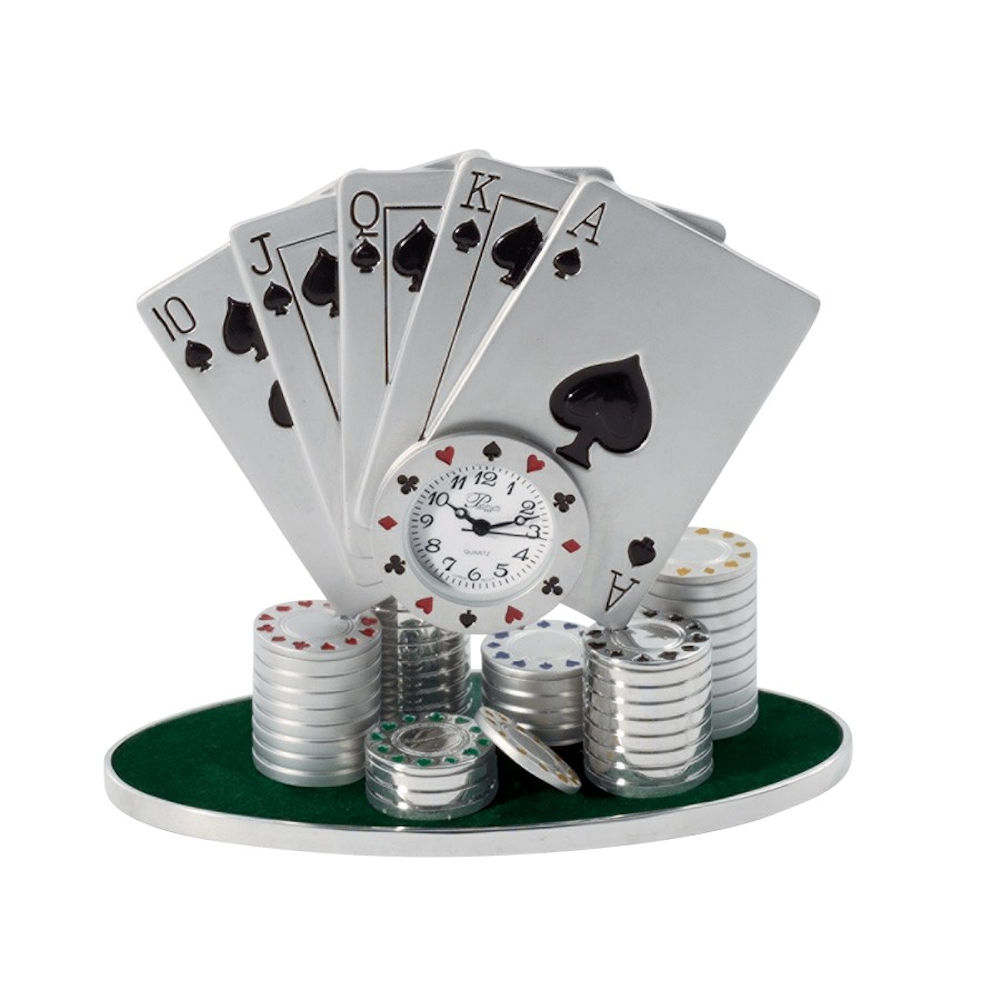 Sanis Enterprises Poker Hand Desk Clock with Chips