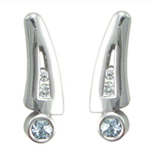 Bentelli Aquamarine and Diamonds Silver Earrings