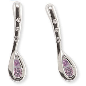 Bentelli Pink Sapphires and Diamonds Silver Earrings