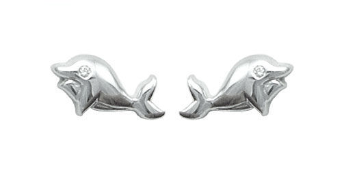 Bentelli Little Princess Silver Dolphin Earrings
