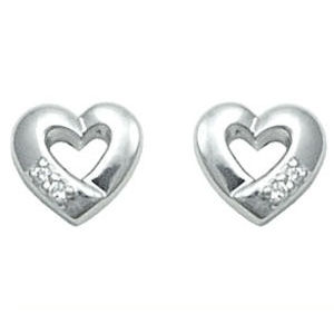 Bentelli Silver Heart Earrings with Diamonds
