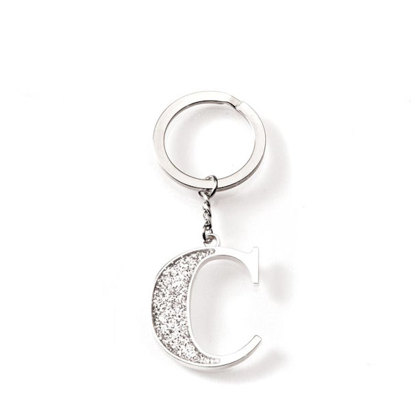 Silver Options Glitter Letter C Key Ring