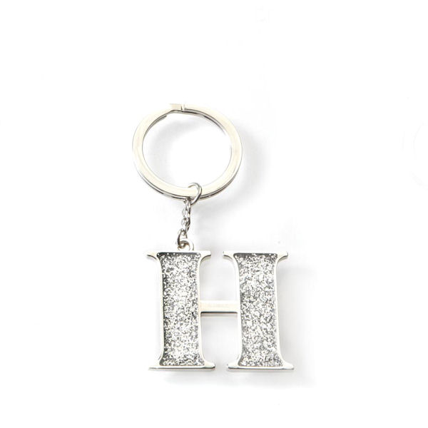 Silver Options Glitter Letter H Key Ring