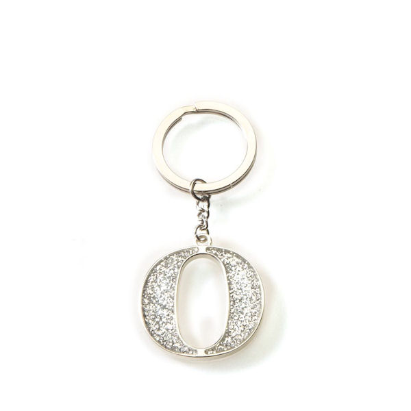 Silver Options Glitter Letter O Key Ring