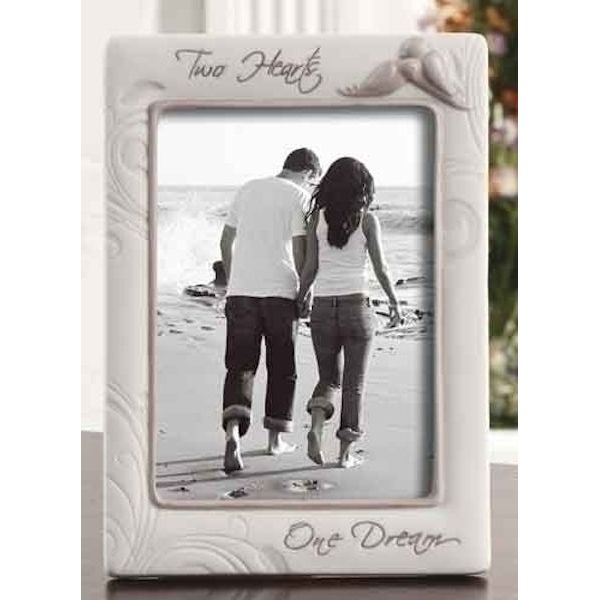 Roman Two Hearts, One Dream Wedding Engagement Photo Frame