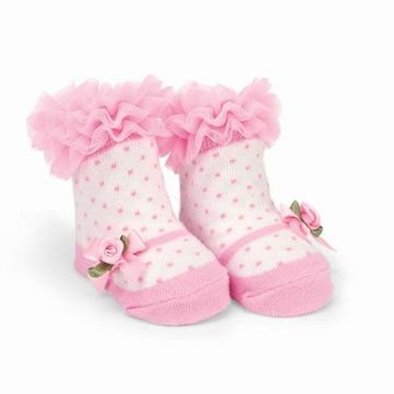 Bearington Baby Pink Blooms Mary Jane Socks