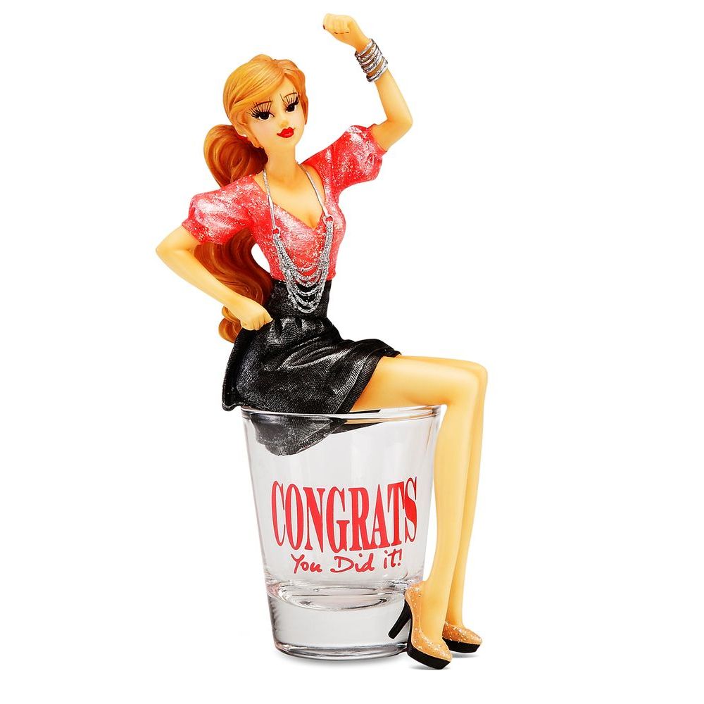 Hiccup by H2Z Congrats You Did It! Shot Glass with Girl Figurine