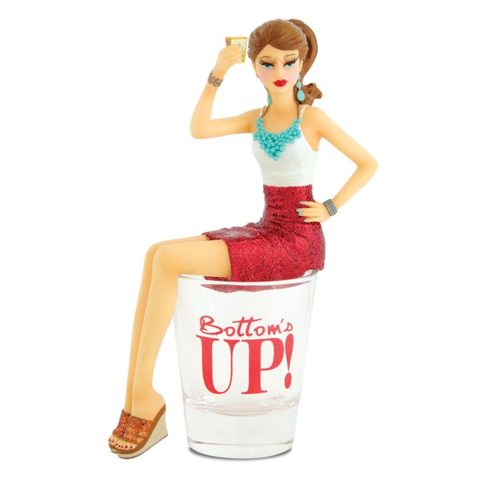 Hiccup by H2Z Bottoms Up! Shot Glass with Girl Figurine