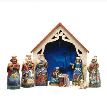 Jim Shore Nine Piece Mini Nativity Set "Away in a Manger"