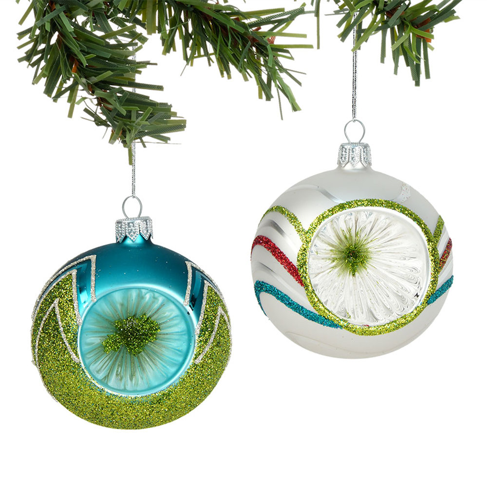 Department 56 White and Turquoise Reflector Ornaments