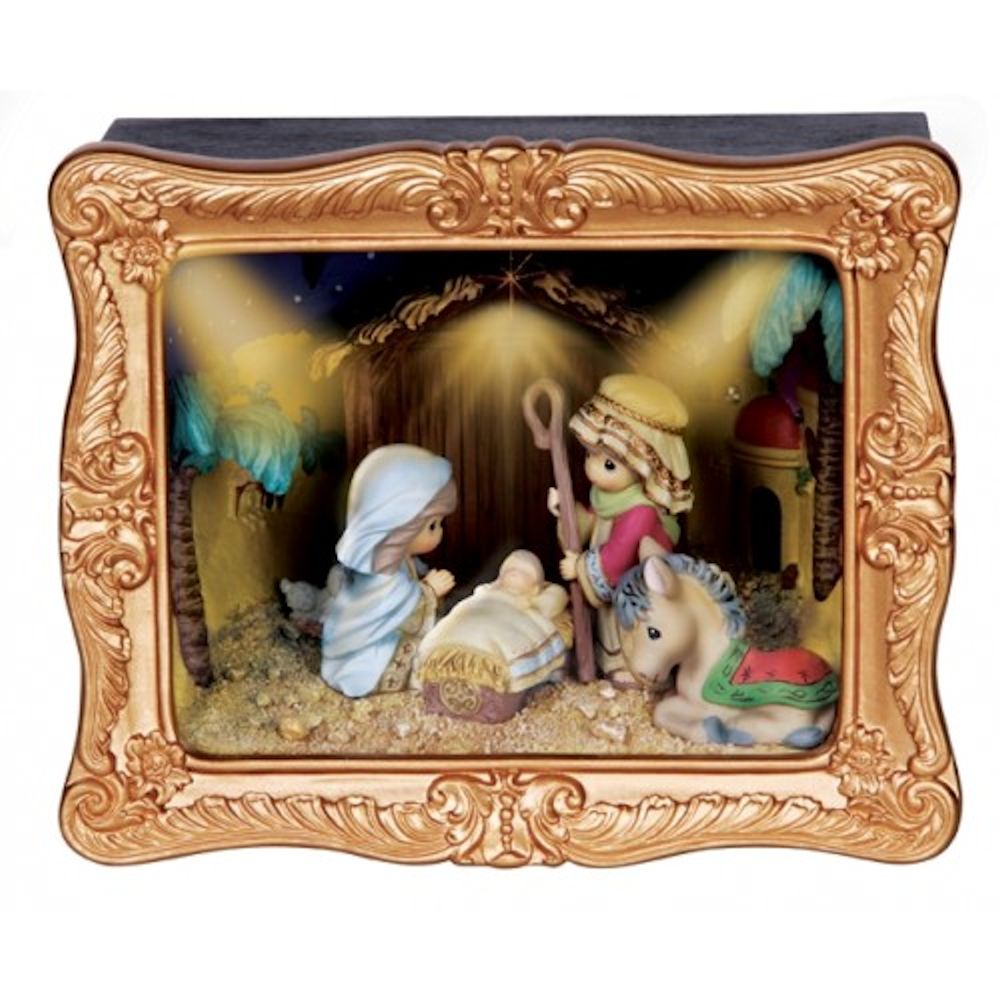 Precious Moments Deluxe Nativity LED Musical Shadow Box