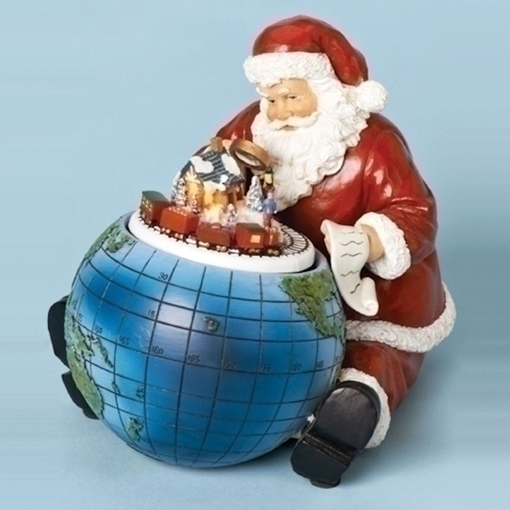 Roman Santa with Globe Musical Figurine