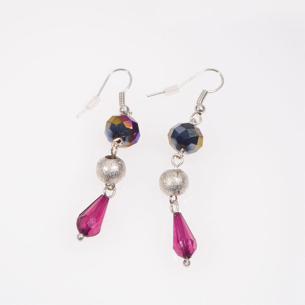 Global and Vine OSM Plum Faceted Drop Earrings