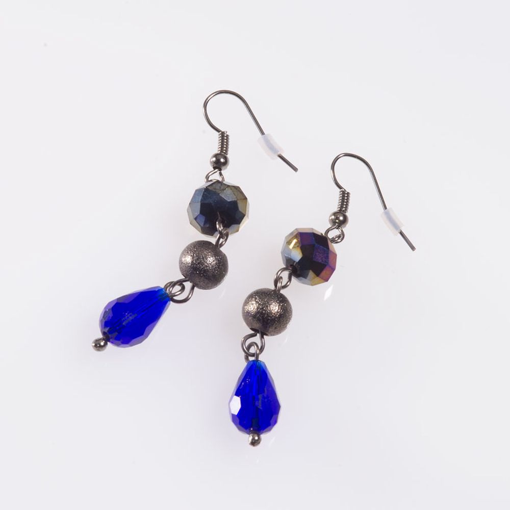 Global and Vine OSM Blue Faceted Drop Earrings