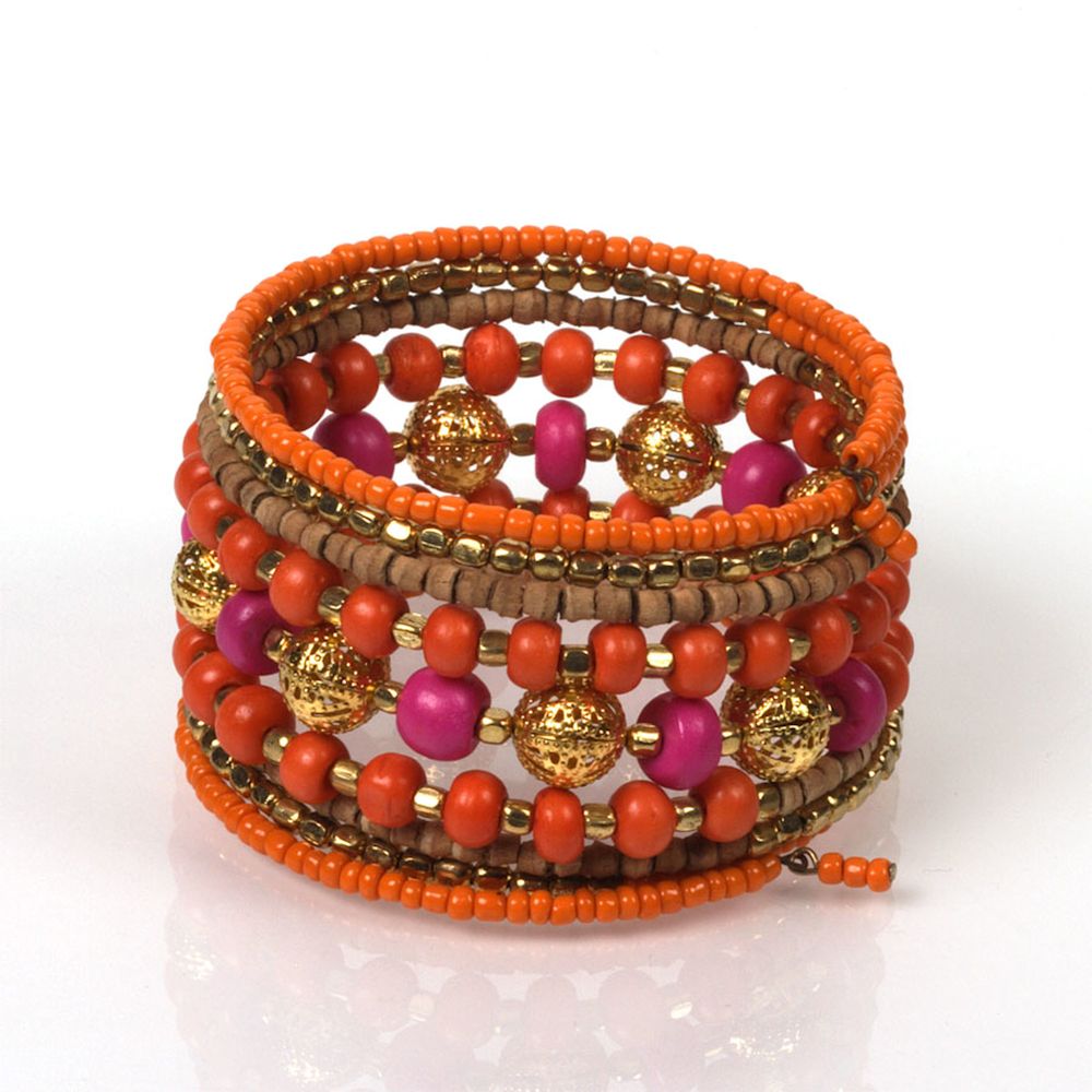 Global and Vine OSM Pink Orange Coil Bracelet