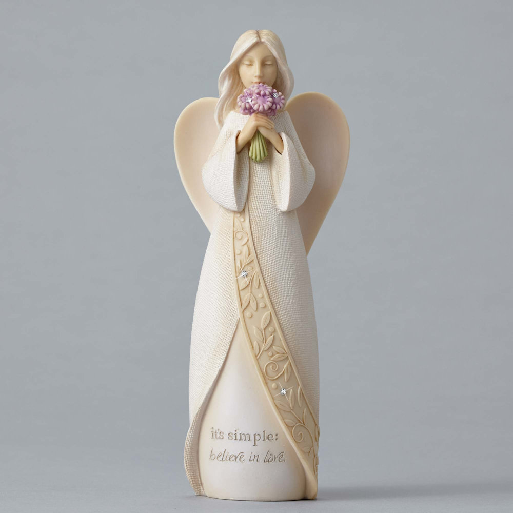 Foundations Angel with Purple Flowers Figurine