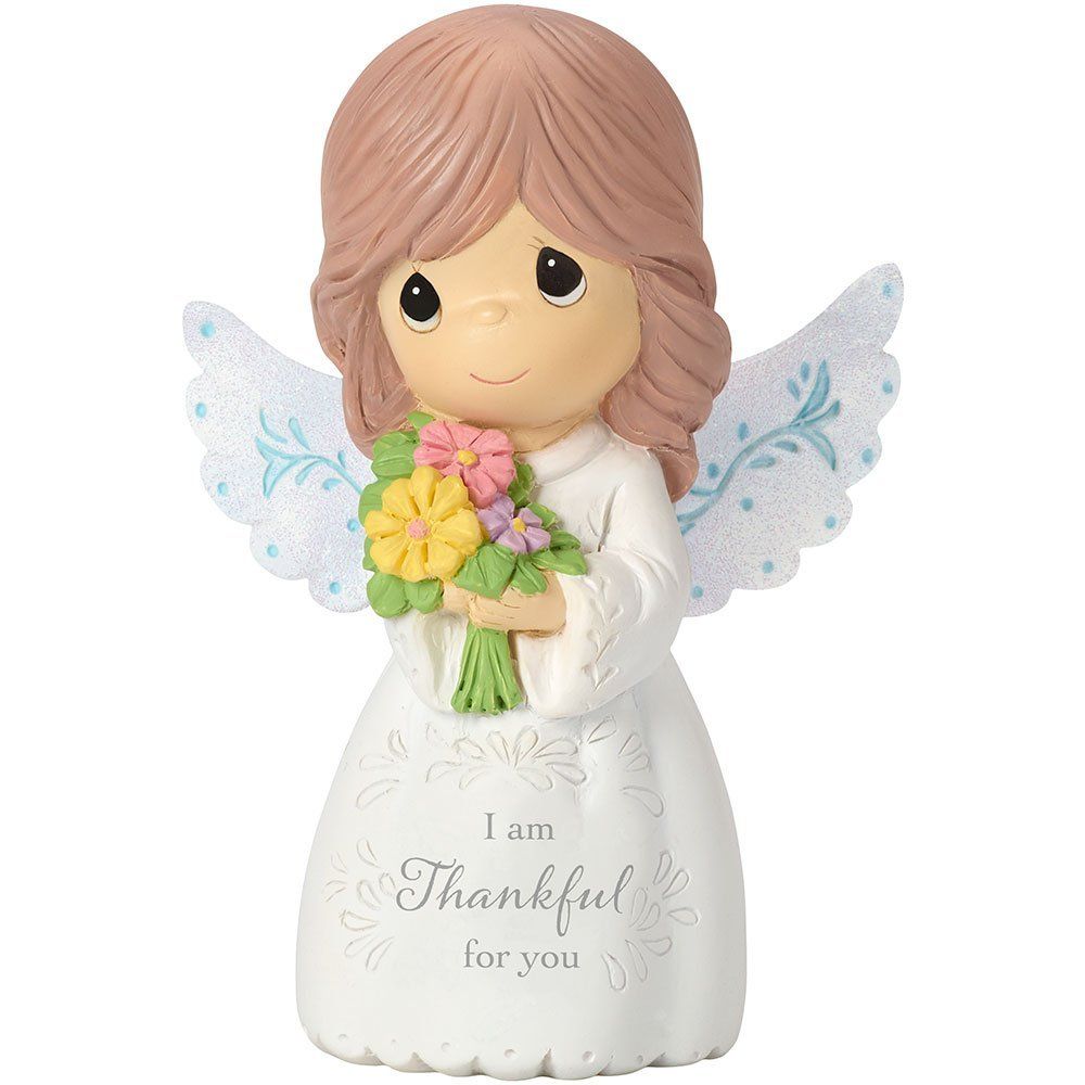 Precious Moments I Am Thankful For You - Mini Angel Holding Flowers