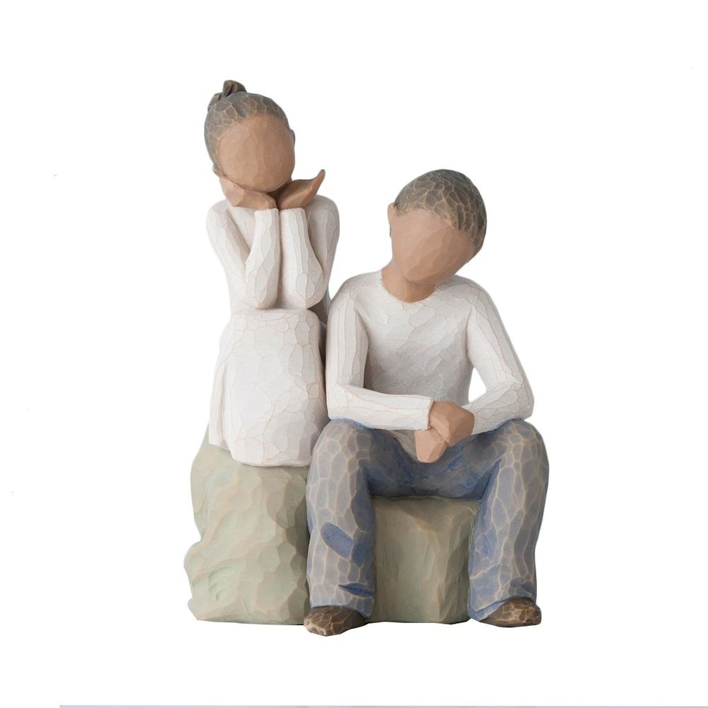 Willow Tree Brother and Sister Figurine - Darker Skin Tone and Hair