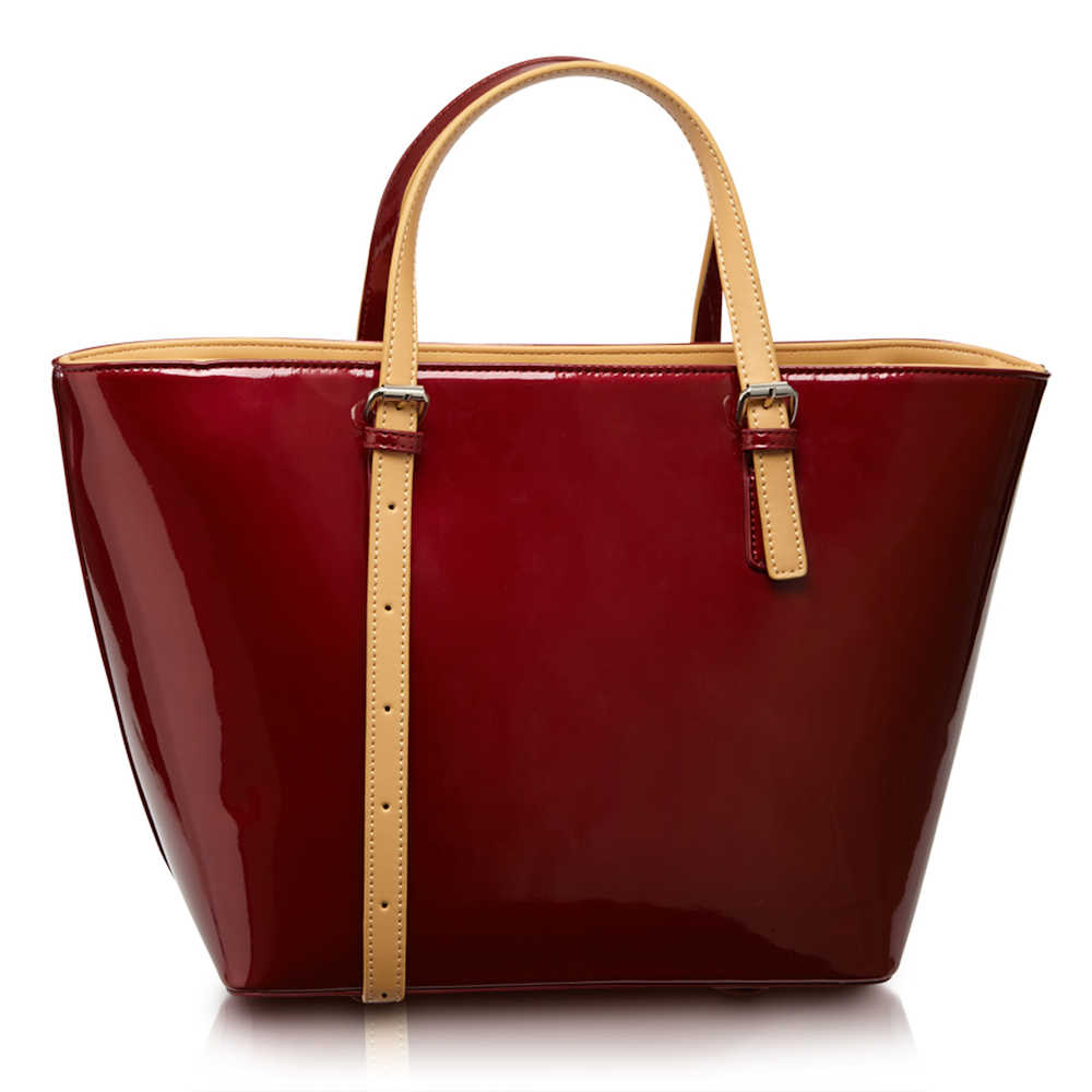 Global and Vine Red Patent Small Tote