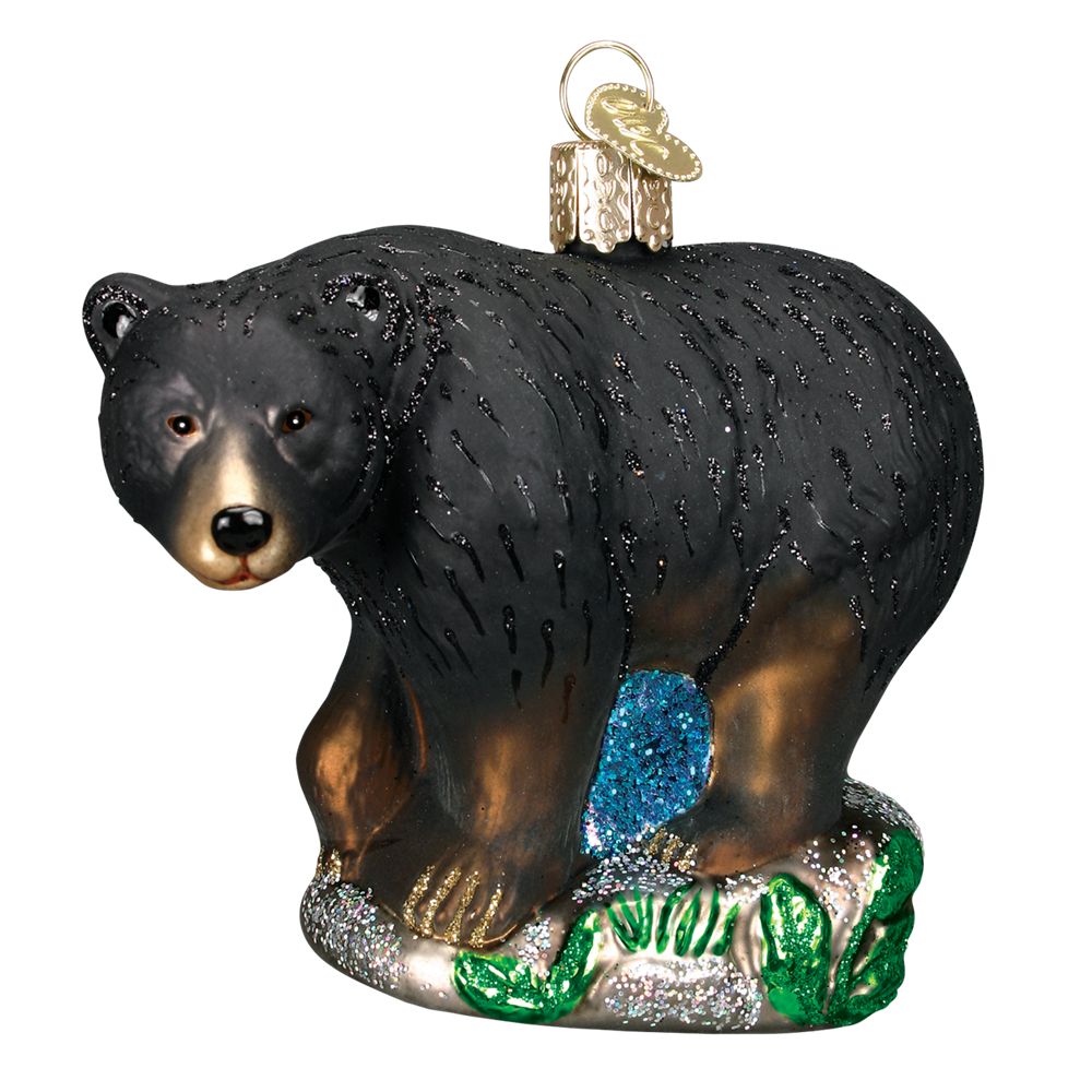 Old World Christmas Black Bear Glass Ornament