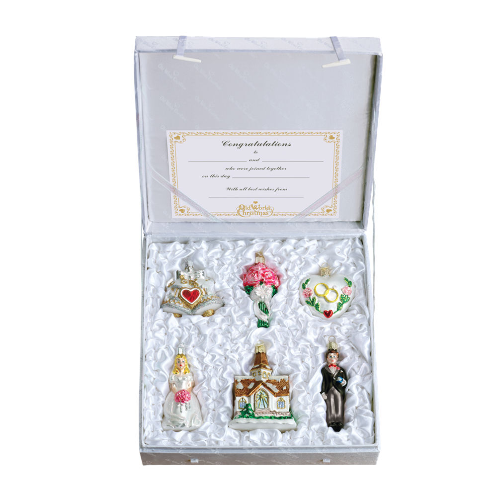 Old World Christmas Wedding Collection Glass Ornament Boxed Gift Set