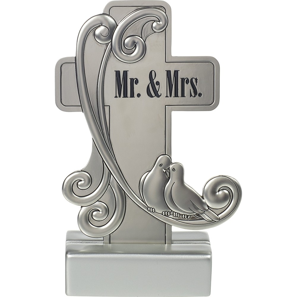 Precious Moments Mr. and Mrs. Tabletop Cross with Base