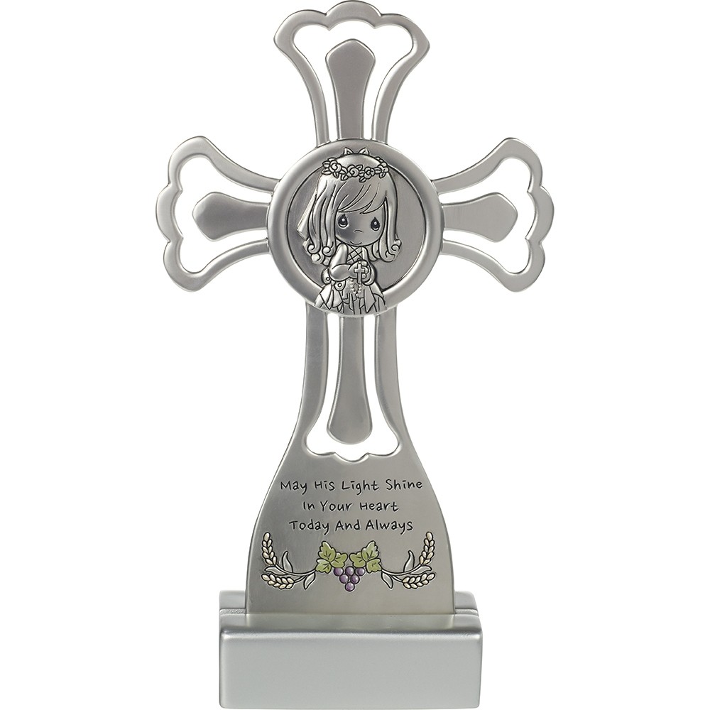 Precious Moments Girl Communion Tabletop Cross With Stand