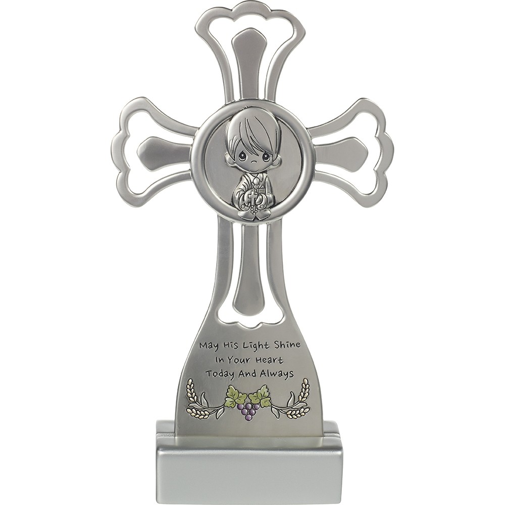 Precious Moments Boy Communion Tabletop Cross With Stand