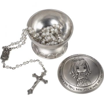 Precious Moments Girl Communion Rosary Box With Rosary