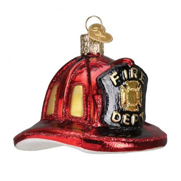 Old World Christmas Fireman's Helmet Glass Ornament