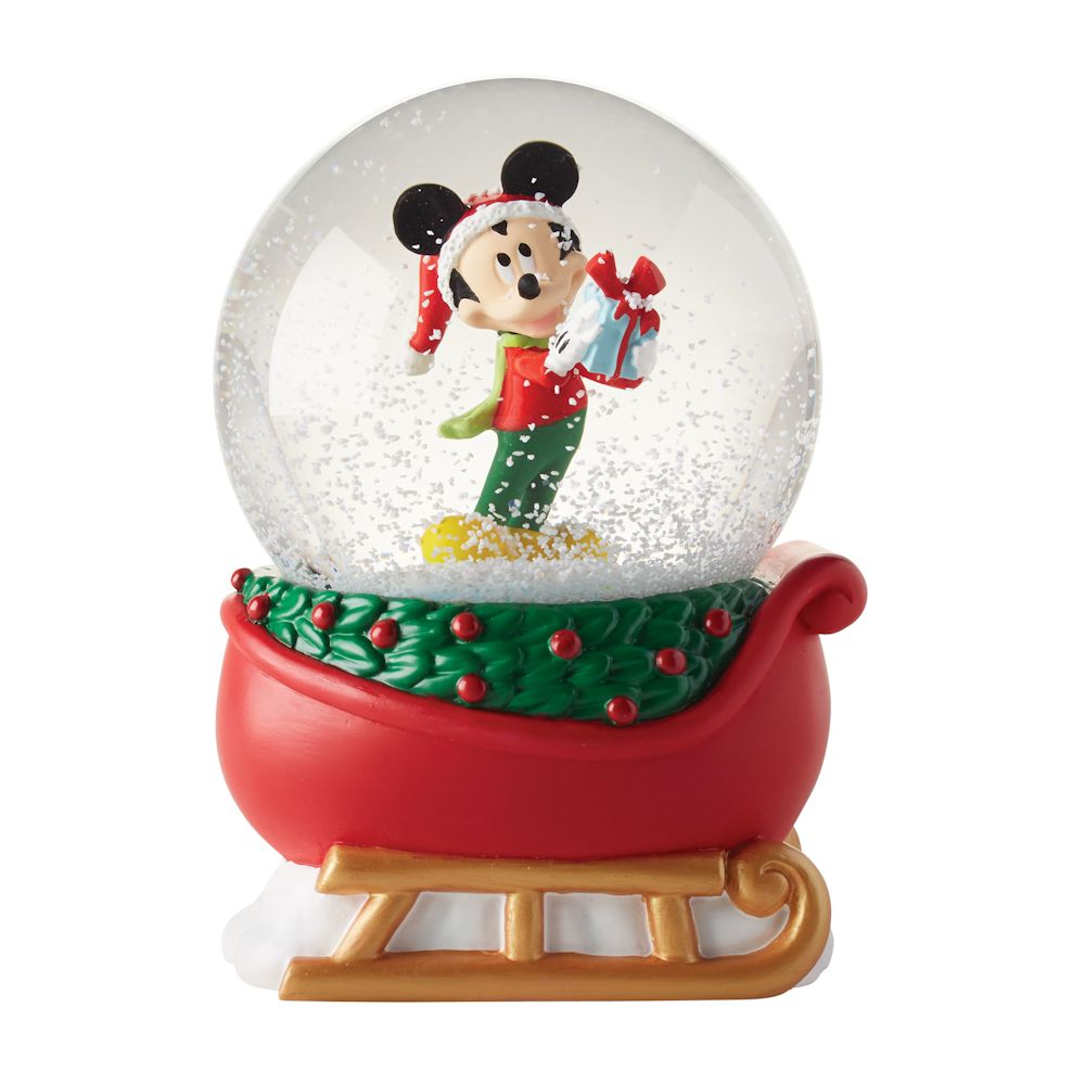 Department 56 Disney Mickey On Sleigh Snow Globe