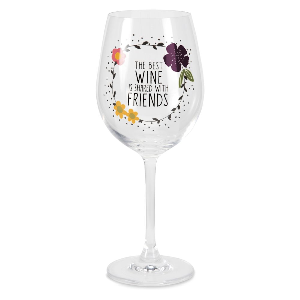 Pavilion Gift Love You More Friends 12 oz Crystal Wine Glass