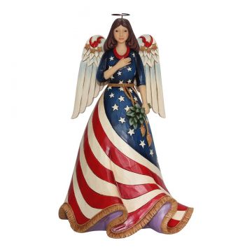 Jim Shore Patriotic Angel with Flag Dress Figurine "Bless The USA"