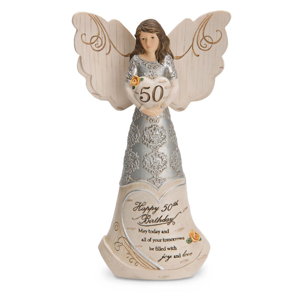 Pavilion Gift Elements 50th Birthday - 6" Angel Holding 50th Heart