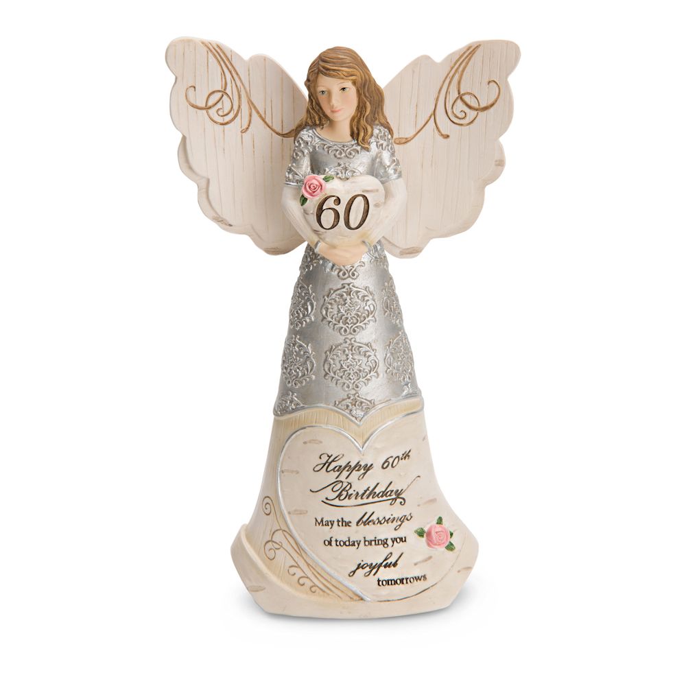 Pavilion Gift Elements 60th Birthday - 6" Angel Holding 60th Heart