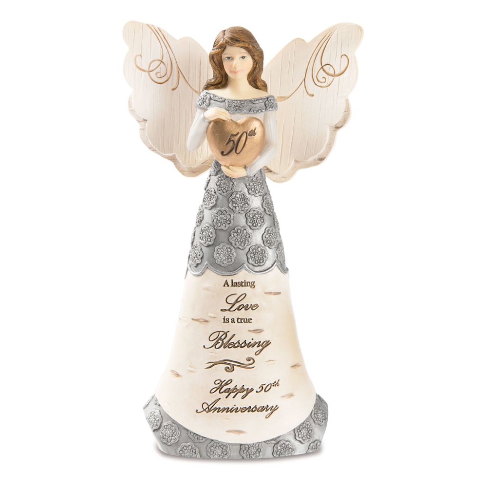 Pavilion Gift Elements 50th Anniversary - 6" Angel Holding 50th Heart