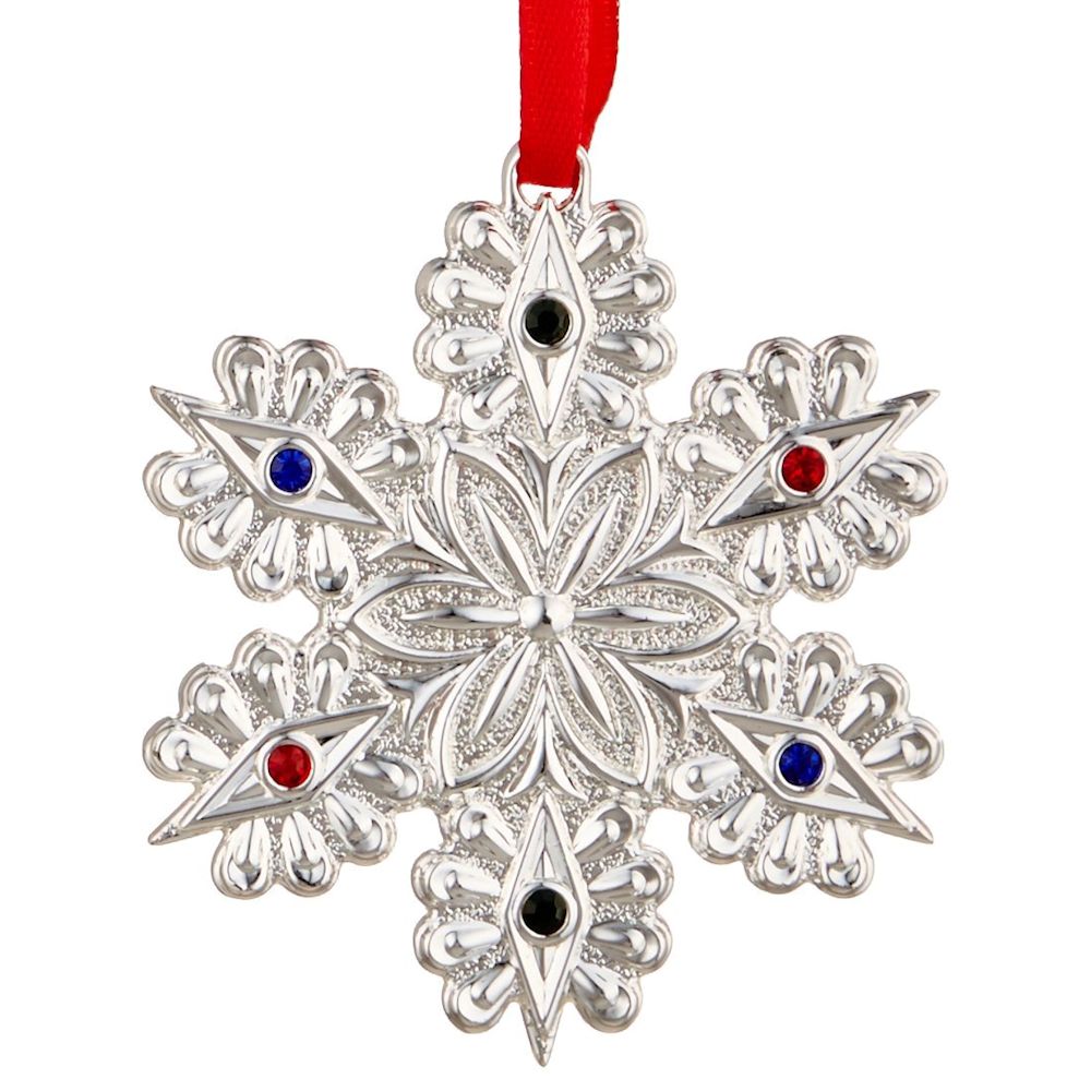 Lenox Snowflake Jeweled Silver Charm Ornament