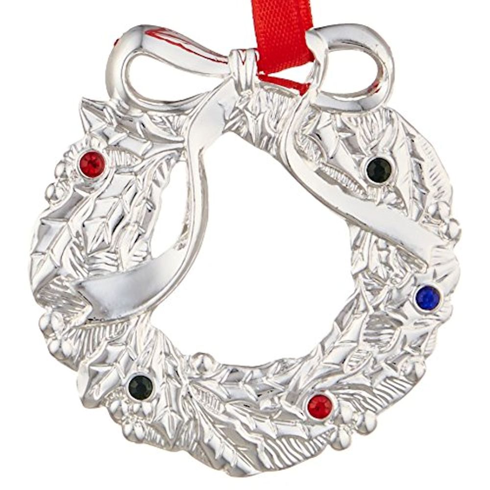 Lenox Wreath Jeweled Silver Charm Ornament