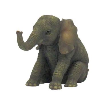 Veronese Design Baby Elephant Sitting and Facing Ahead Sculpture